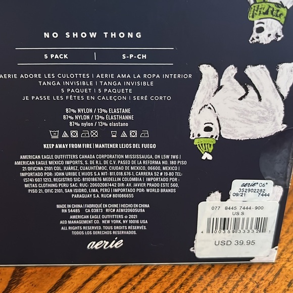 AERIE 5 PACK OF NO SHOW THONGS. NWT. SIZE SMALL - Picture 4 of 5